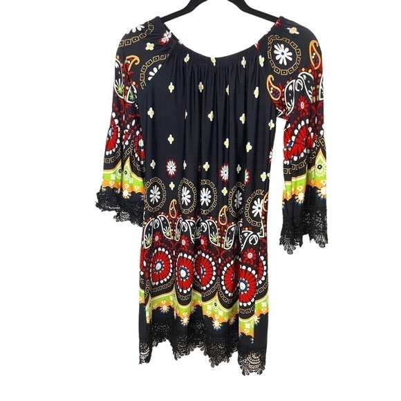 WHITE Mark Black Multi-Color Lace Trim Flare Sleeve Sheath Dress Medium NWT - Picture 1 of 6